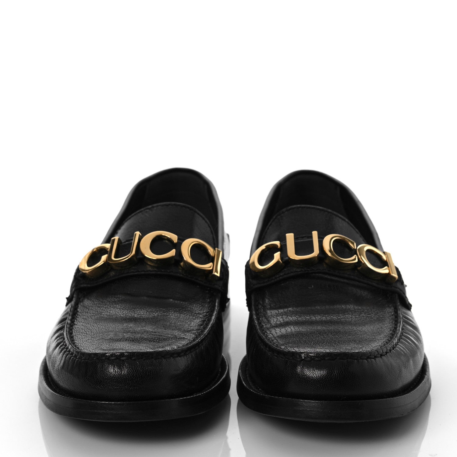 Gucci Goatskin Womens Logo 15mm Loafers 39.5 Black 3 of 16