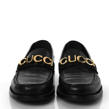 Gucci Goatskin Womens Logo 15mm Loafers 39.5 Black 3 of 16