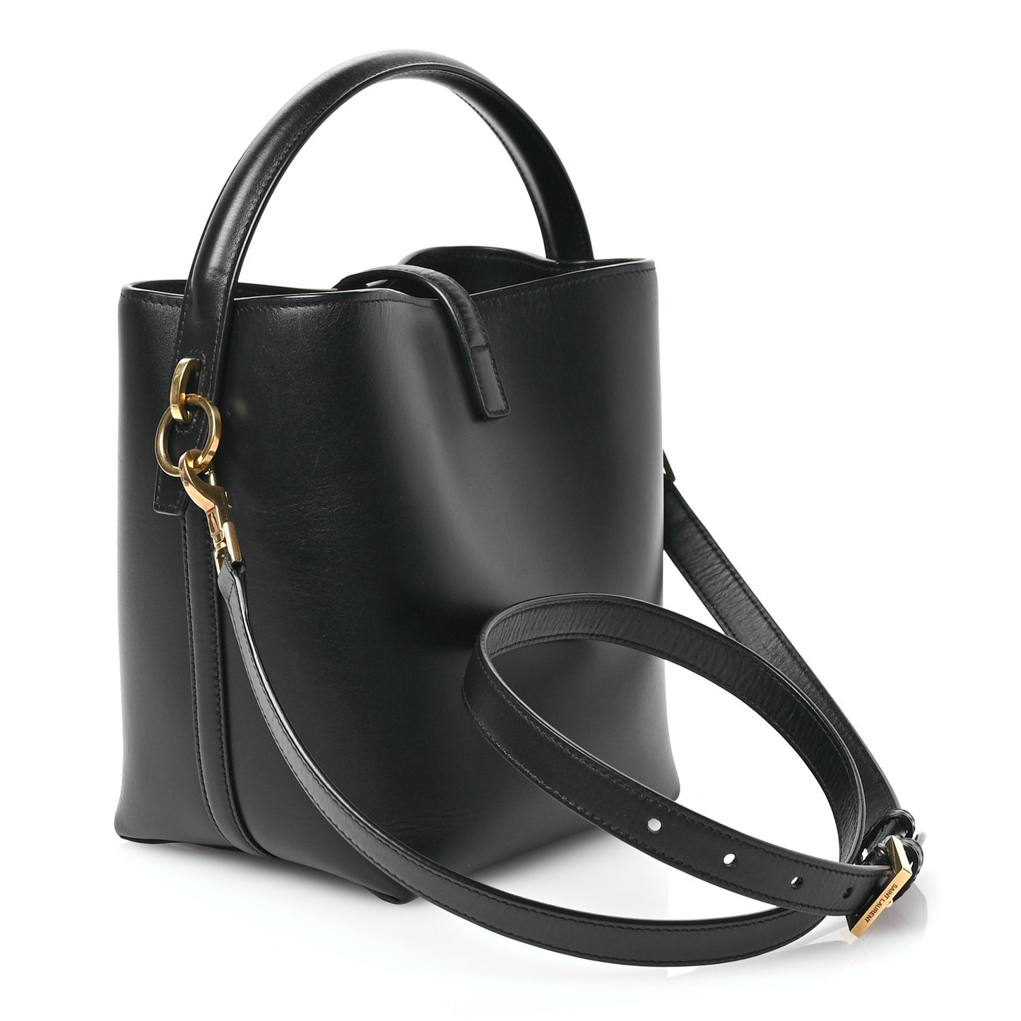 Shiny Calfskin Le 37 Mini Bucket Bag Black
