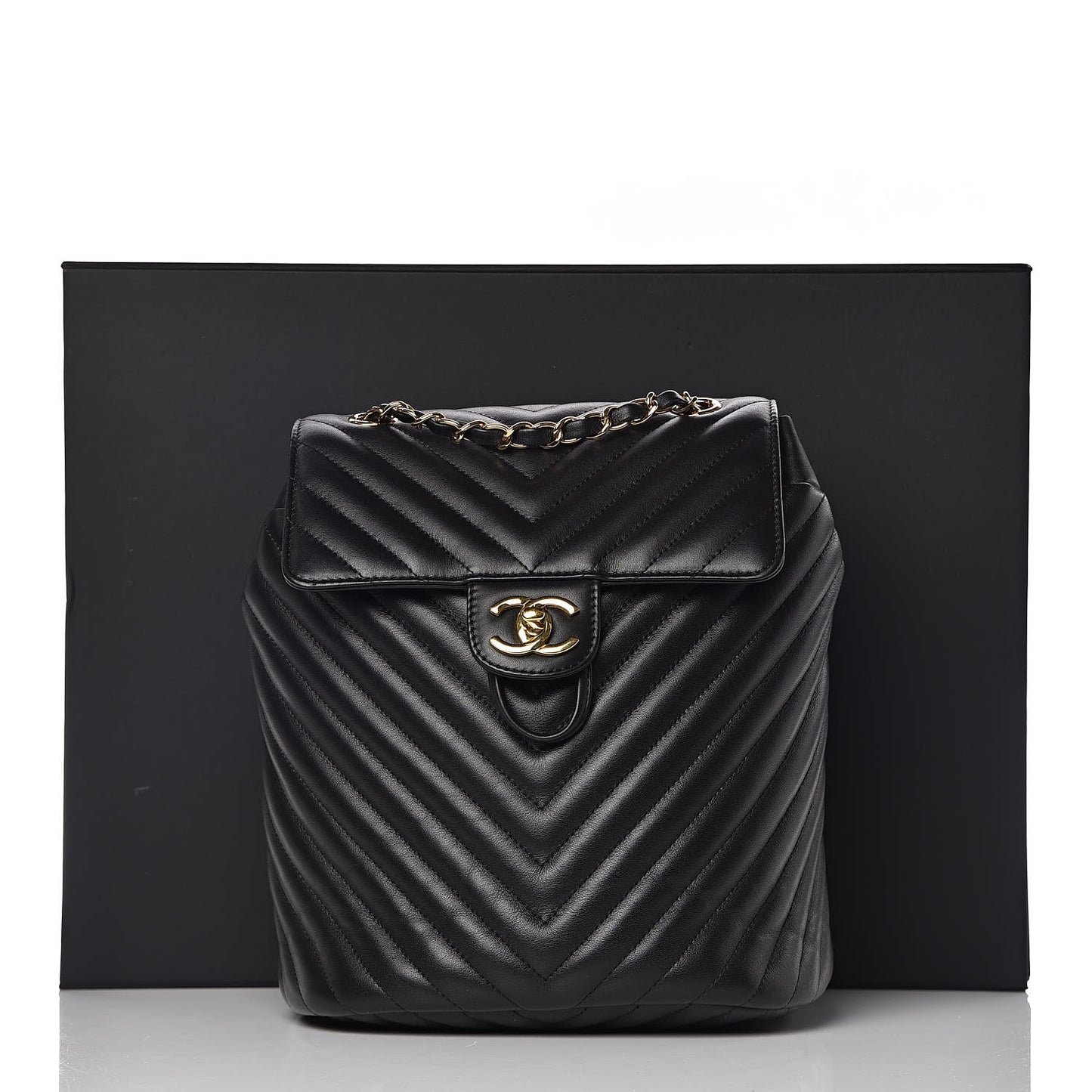 Lambskin Chevron Quilted Small Urban Spirit Backpack Black