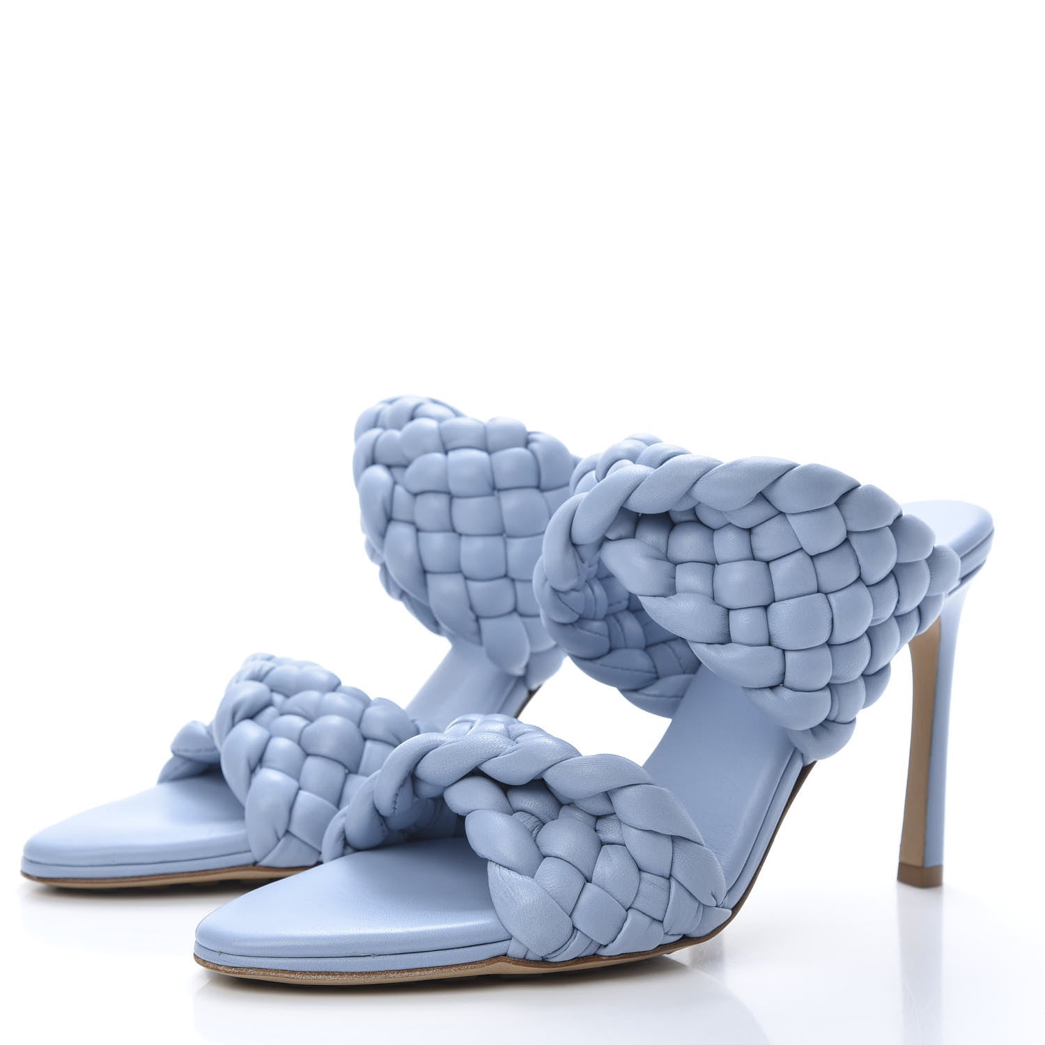 Bottega Veneta Nappa Twisted Padded Intrecciato Curve Slide Sandals 38.5 Ice 3 of 8