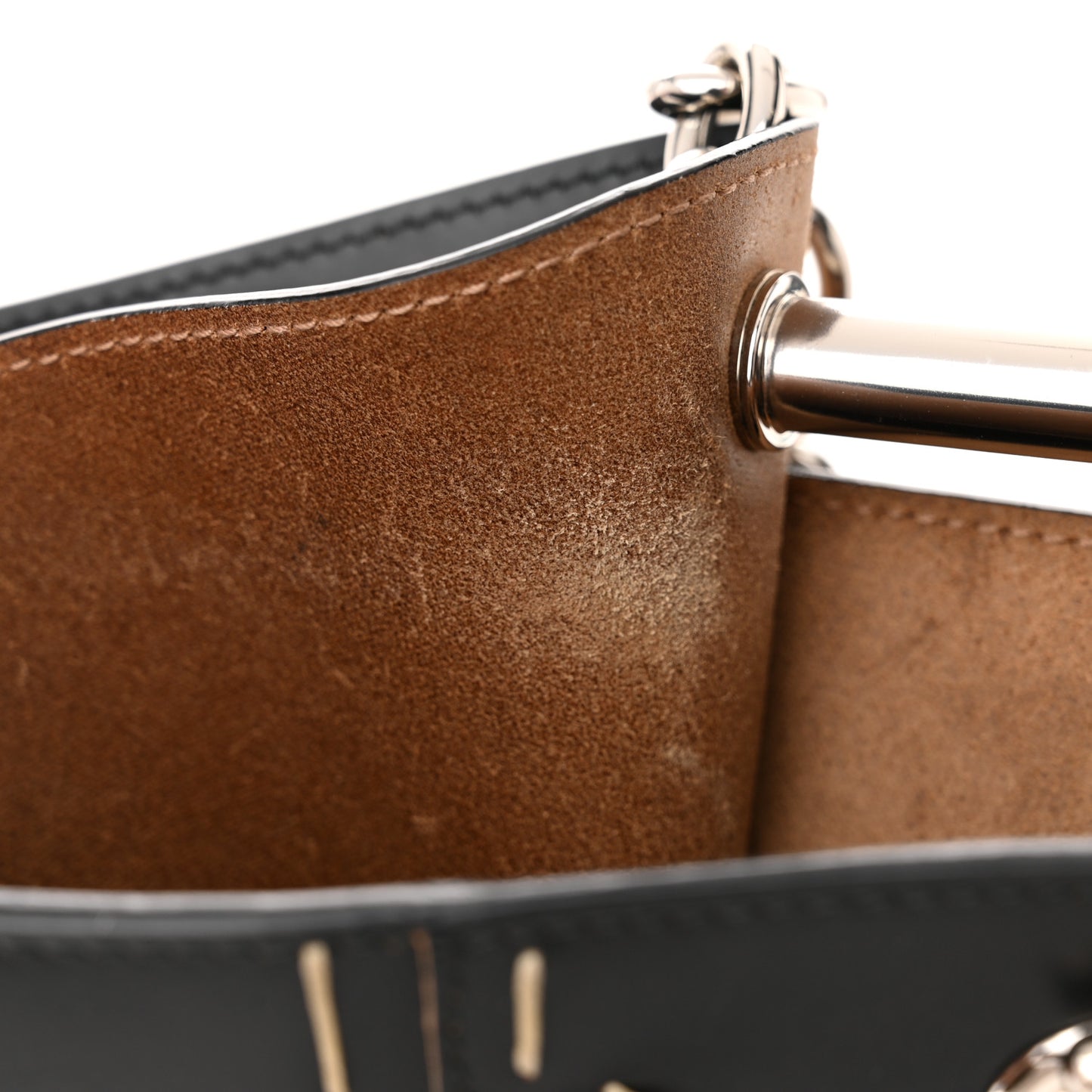 Calfskin Pickstitch Mini Top Handle Bucket Bag Black