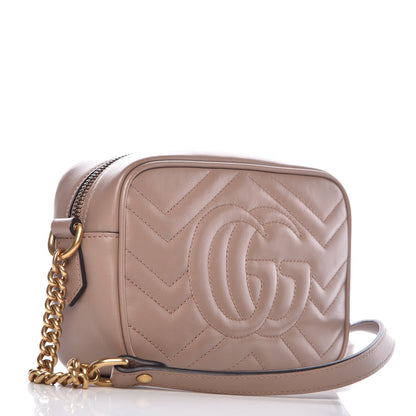 Gucci Calfskin Matelasse Mini GG Marmont Chain Shoulder Bag Nude 3 of 7