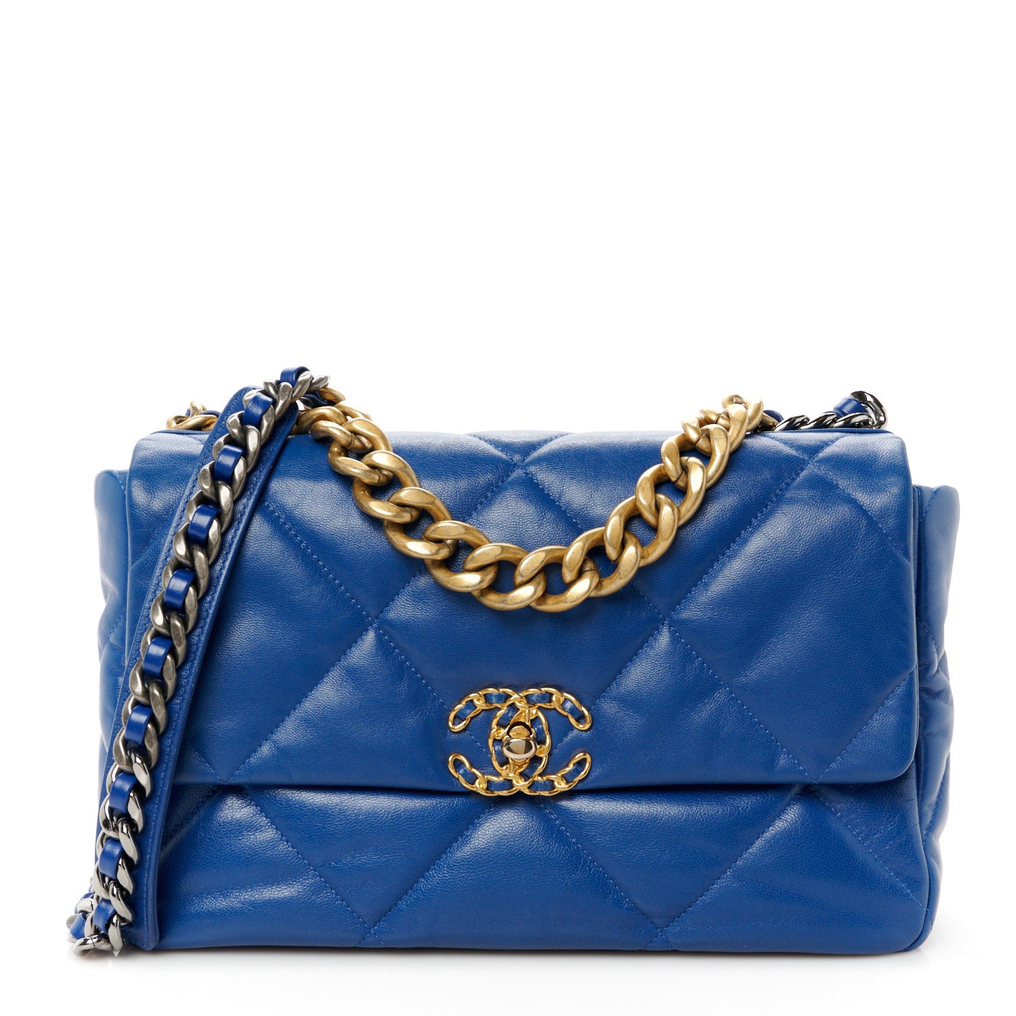 Lambskin Quilted Large Chanel 19 Flap Blue