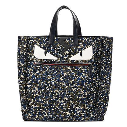 Fendi Nylon Vitello Elite Flamingo Granite Lightning Monster Eyes Vertical Tote Military Lavagna Multicolor 1 of 11