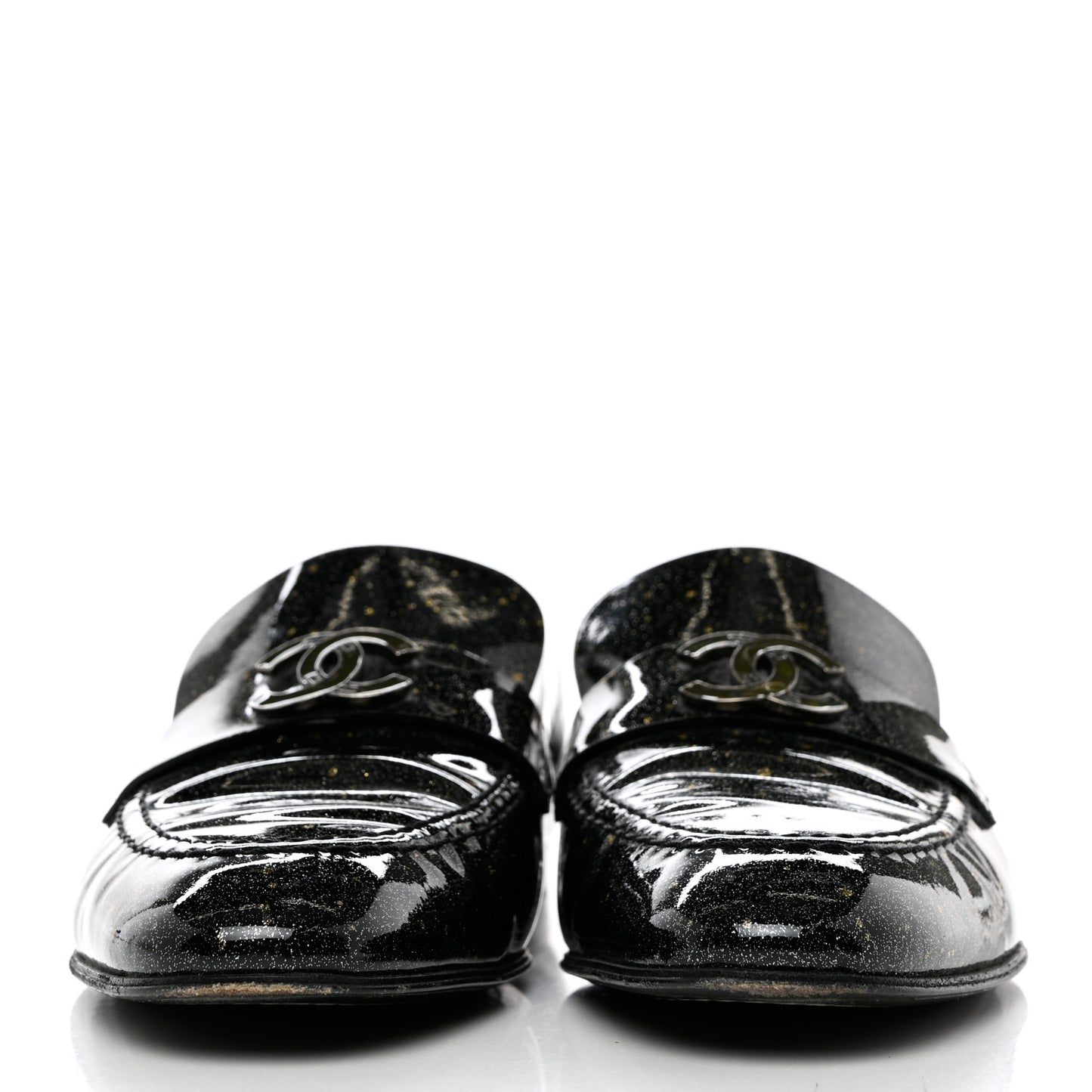 Patent CC Glitter Mocassin Loafers 36 Black