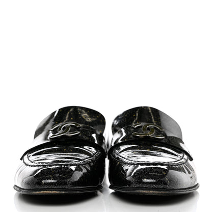 Chanel Patent CC Glitter Mocassin Loafers 36 Black 2 of 8