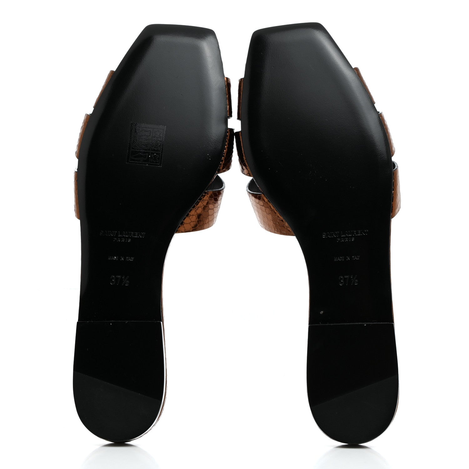 Saint Laurent Metallic Snakeskin Tribute 05 Slide Sandals 37.5 Kanyon Bronze 5 of 9