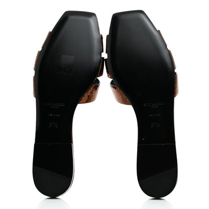 Saint Laurent Metallic Snakeskin Tribute 05 Slide Sandals 37.5 Kanyon Bronze 5 of 9