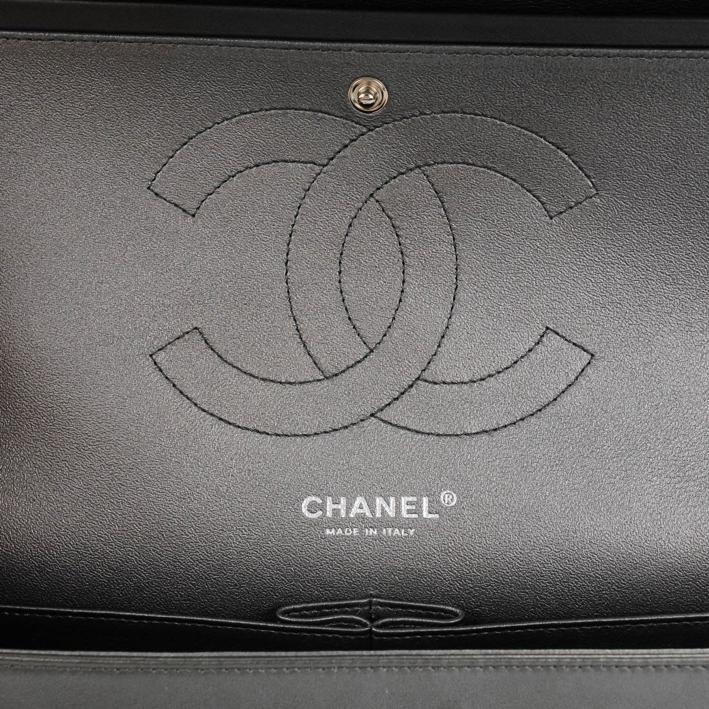 Metallic Lambskin Quilted Jumbo Double Flap Charcoal Grey