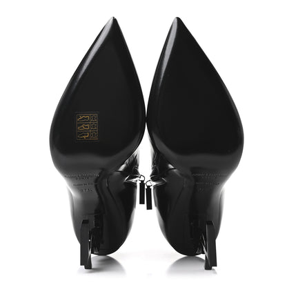 Saint Laurent Glazed Calfskin Opyum Ankle Boots 37.5 Black 6 of 10