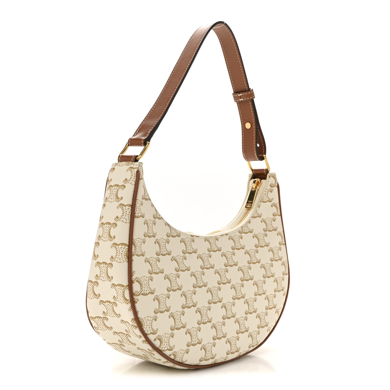 Celine Canvas Calfskin Ava Triomphe Shoulder Bag White 3 of 11