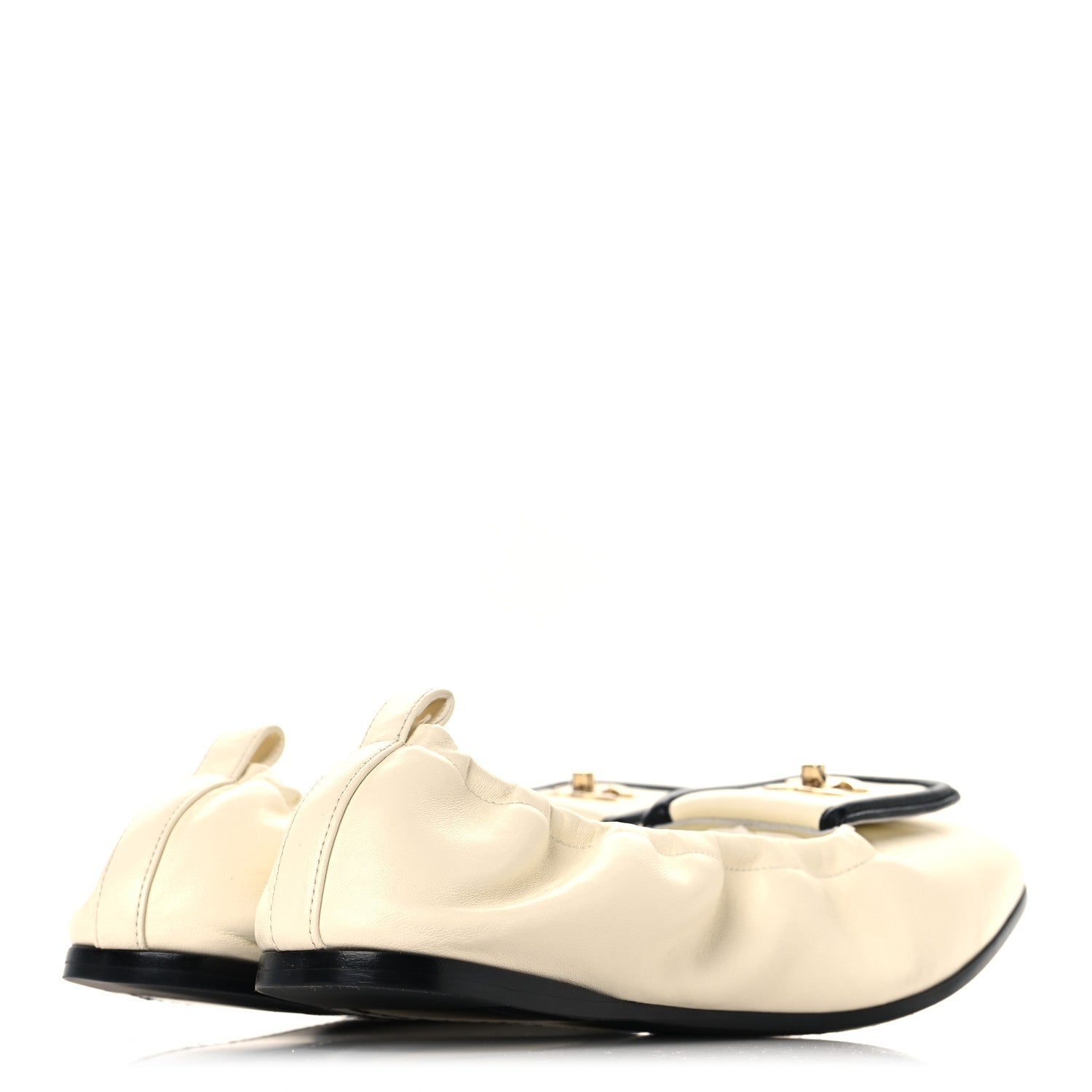 Chanel Lambskin CC Turnlock Ballerina Flats 38.5 Ivory Black 5 of 10