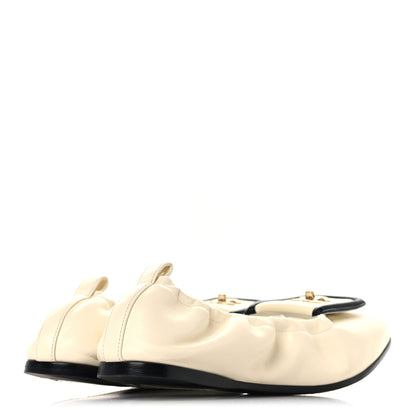 Chanel Lambskin CC Turnlock Ballerina Flats 38.5 Ivory Black 5 of 10