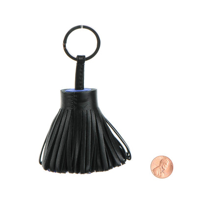 Hermes Lambskin Bi-Color Carmen Tassel Key Holder Black Bleu Electrique 2 of 5