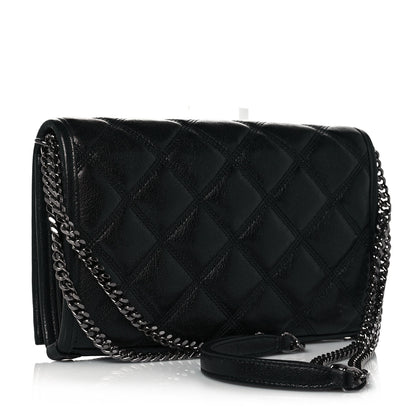 Saint Laurent Lambskin Diamond Quilted Becky Chain Wallet Black 3 of 14