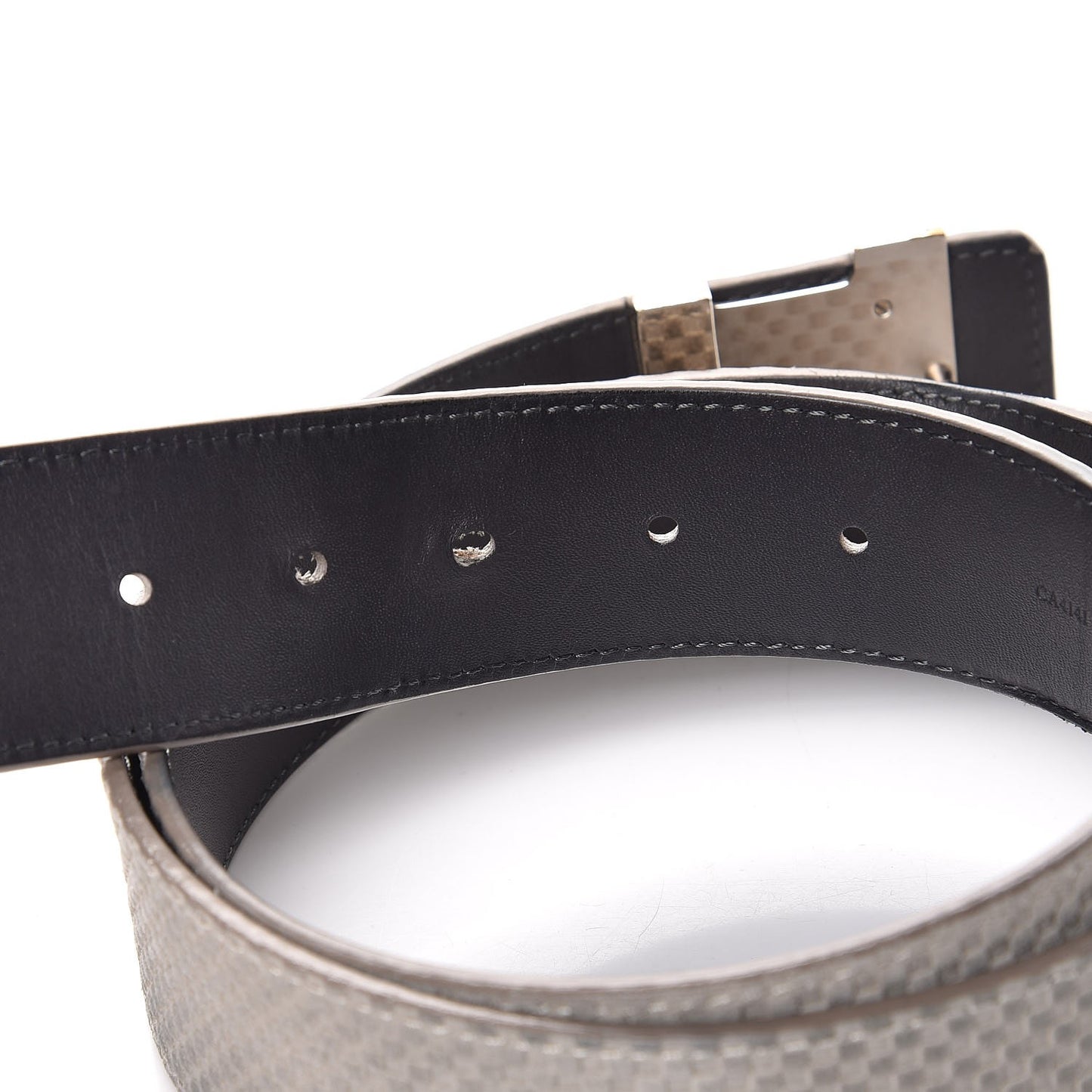 Suede Calfskin Mini Damier 40mm LV Initiales Belt 95 38 Grey