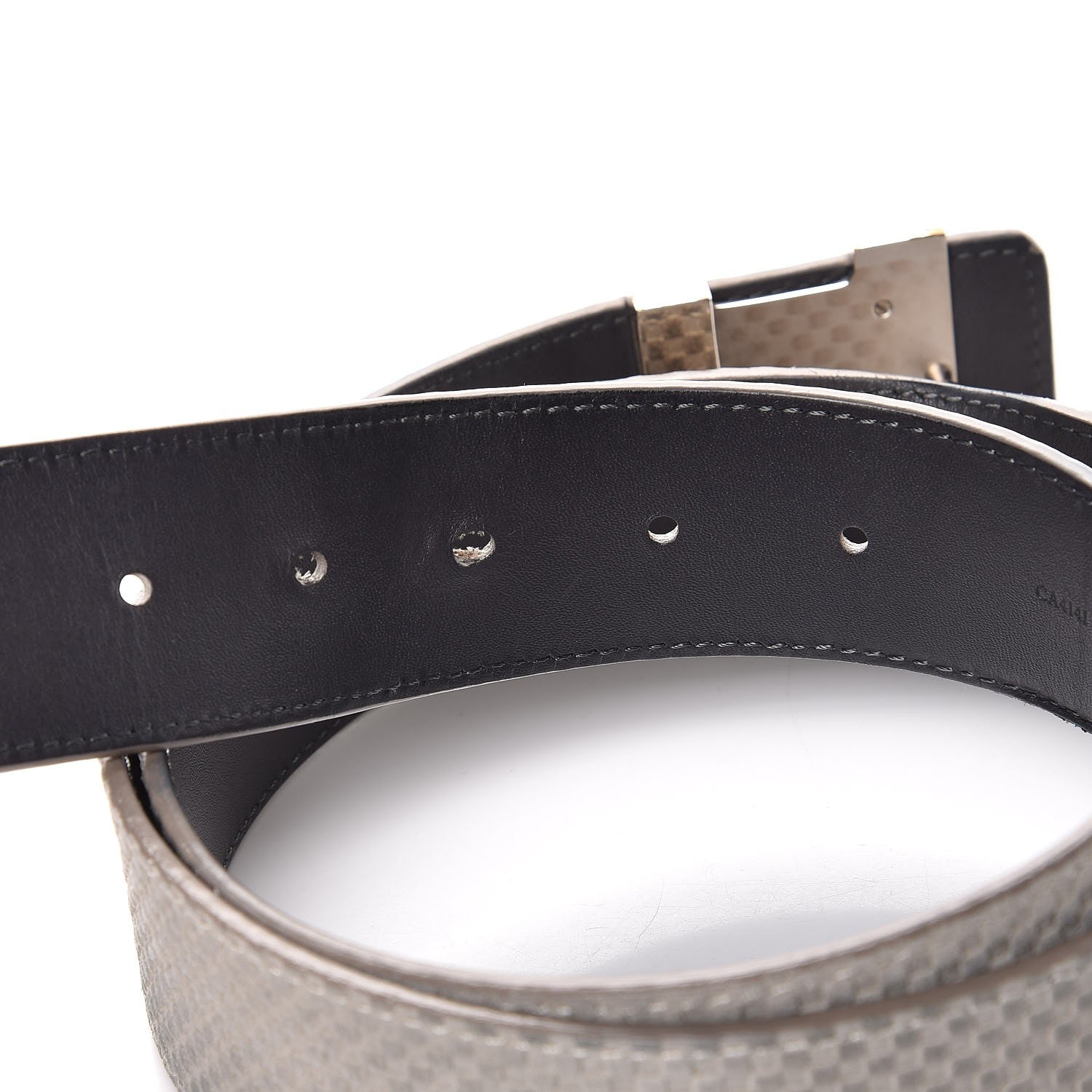 Louis Vuitton Suede Calfskin Mini Damier 40mm LV Initiales Belt 95 38 Grey 4 of 8
