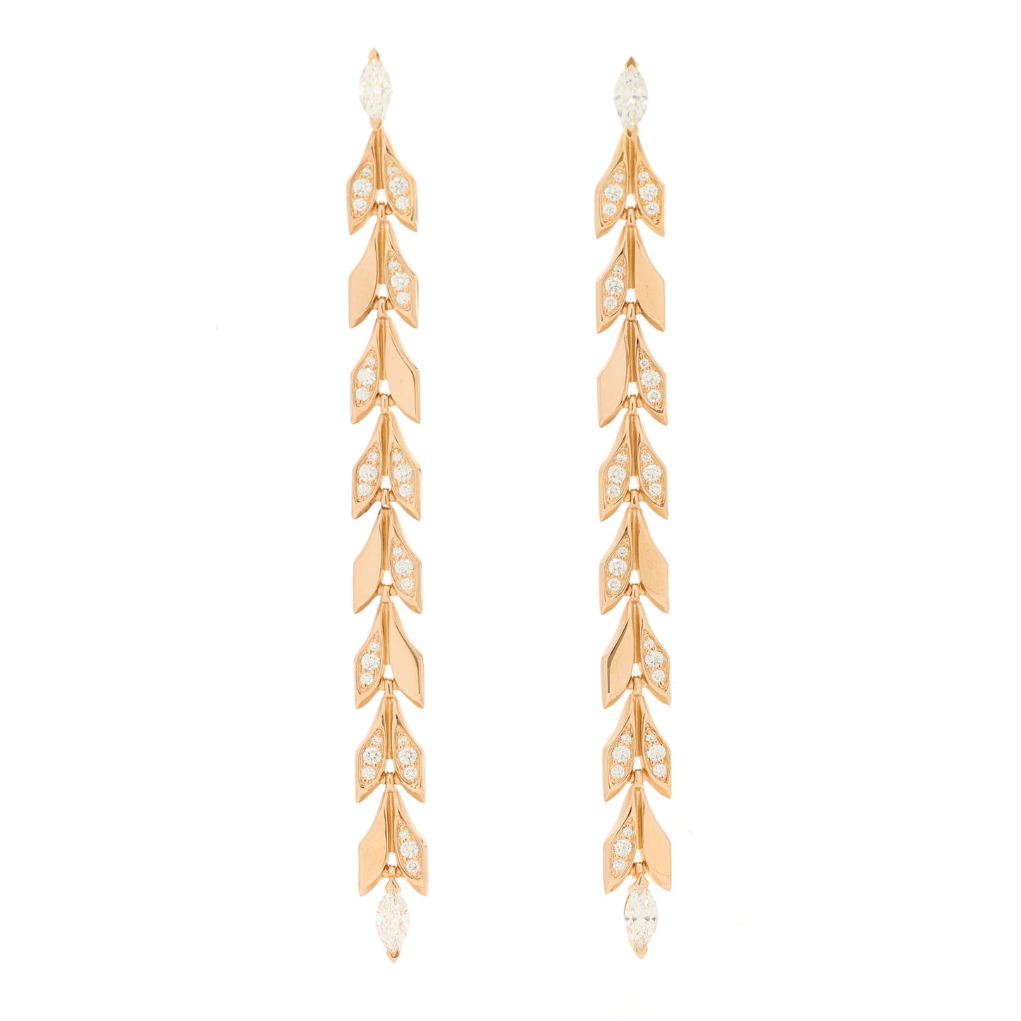 18K Rose Gold Diamond Victoria Vine Drop Earrings