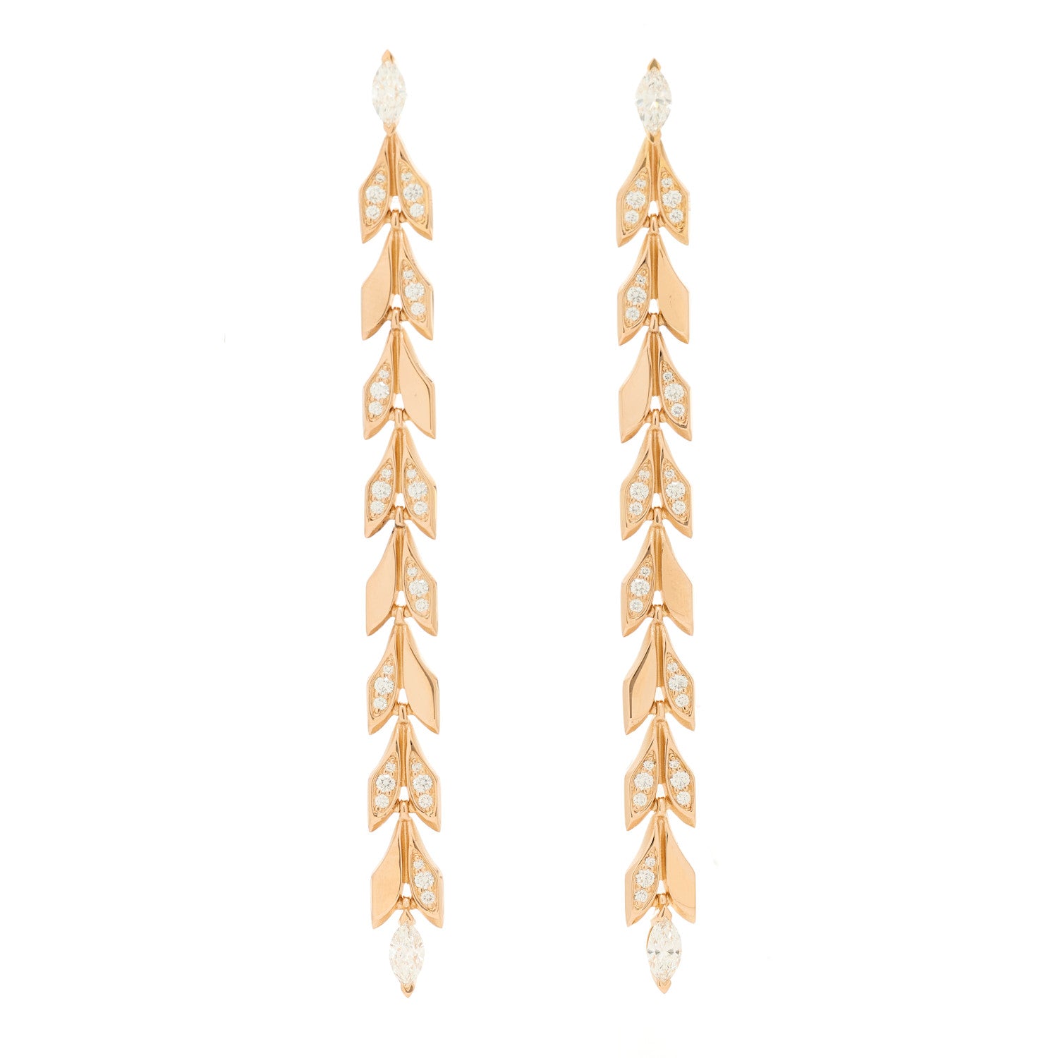 Tiffany 18K Rose Gold Diamond Victoria Vine Drop Earrings 1 of 5