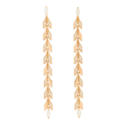 Tiffany 18K Rose Gold Diamond Victoria Vine Drop Earrings 1 of 5