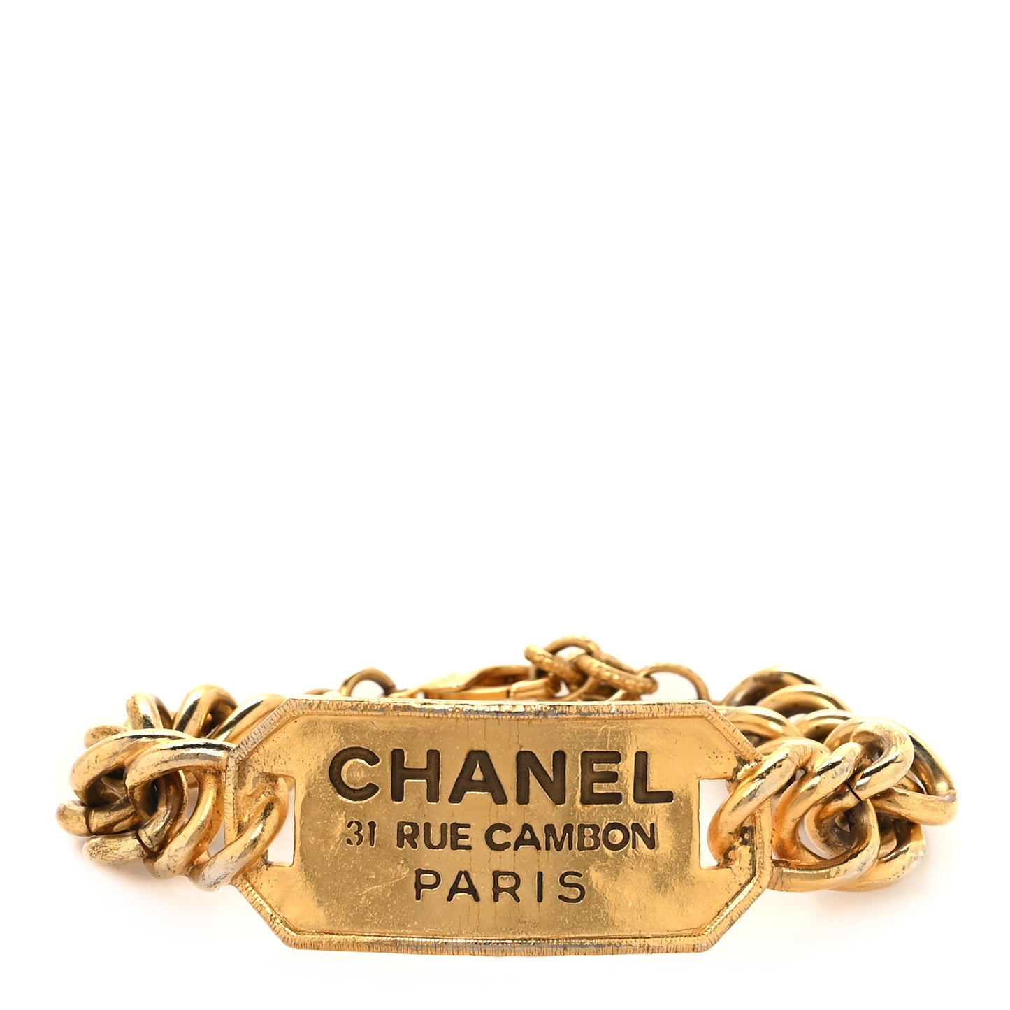 Metal 31 Rue Cambon Paris ID Chain Bracelet Gold