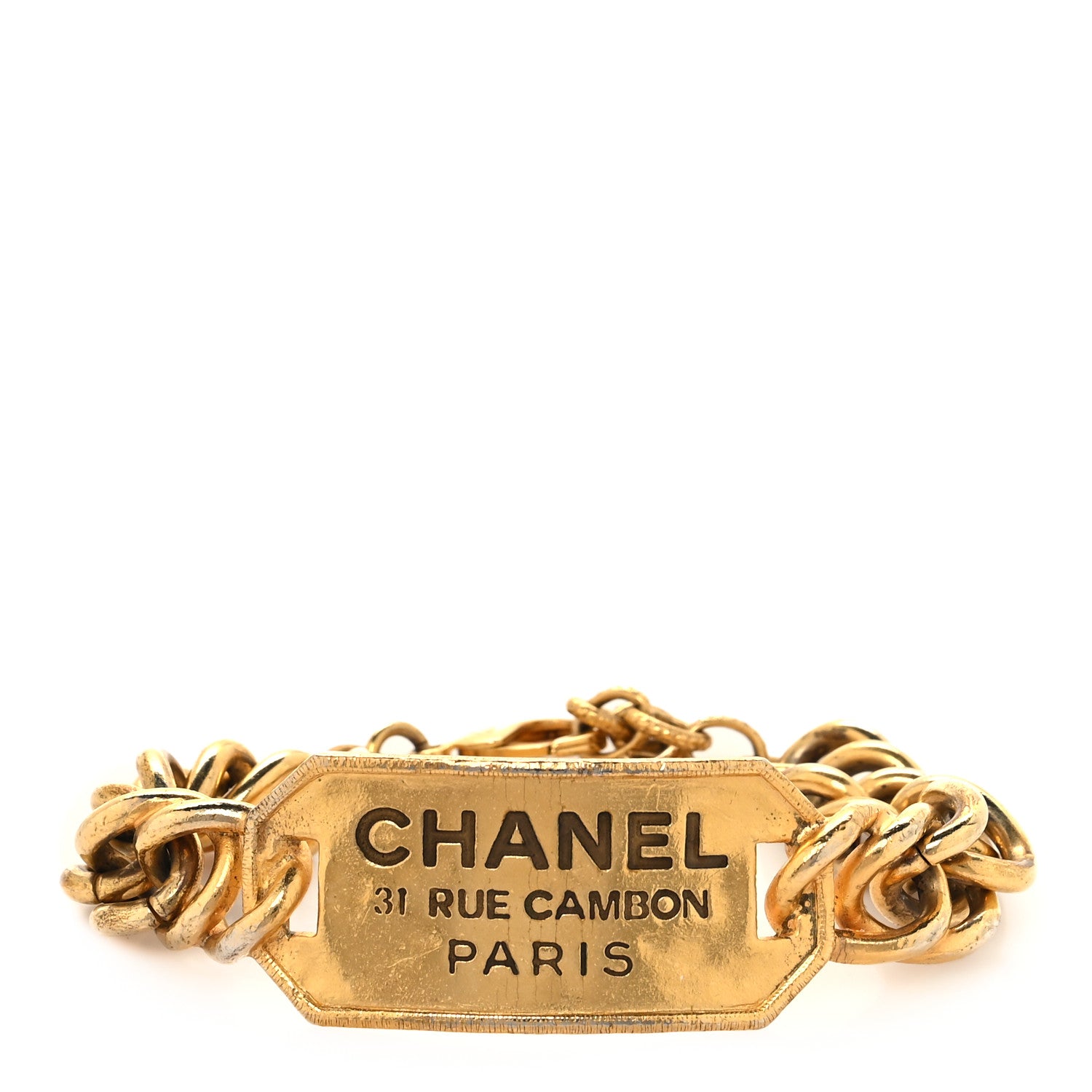 Chanel Metal 31 Rue Cambon Paris ID Chain Bracelet Gold 1 of 4