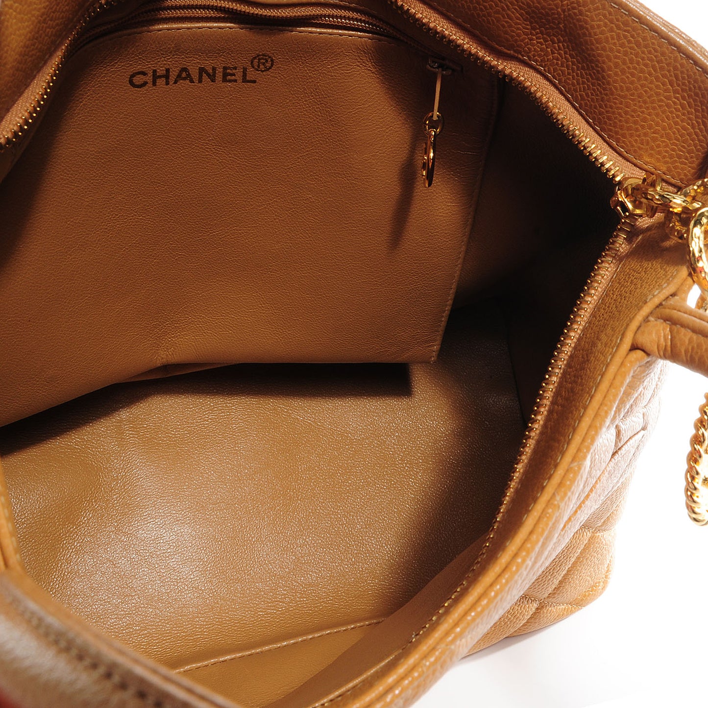 Caviar Medallion CC Tote Dark Beige