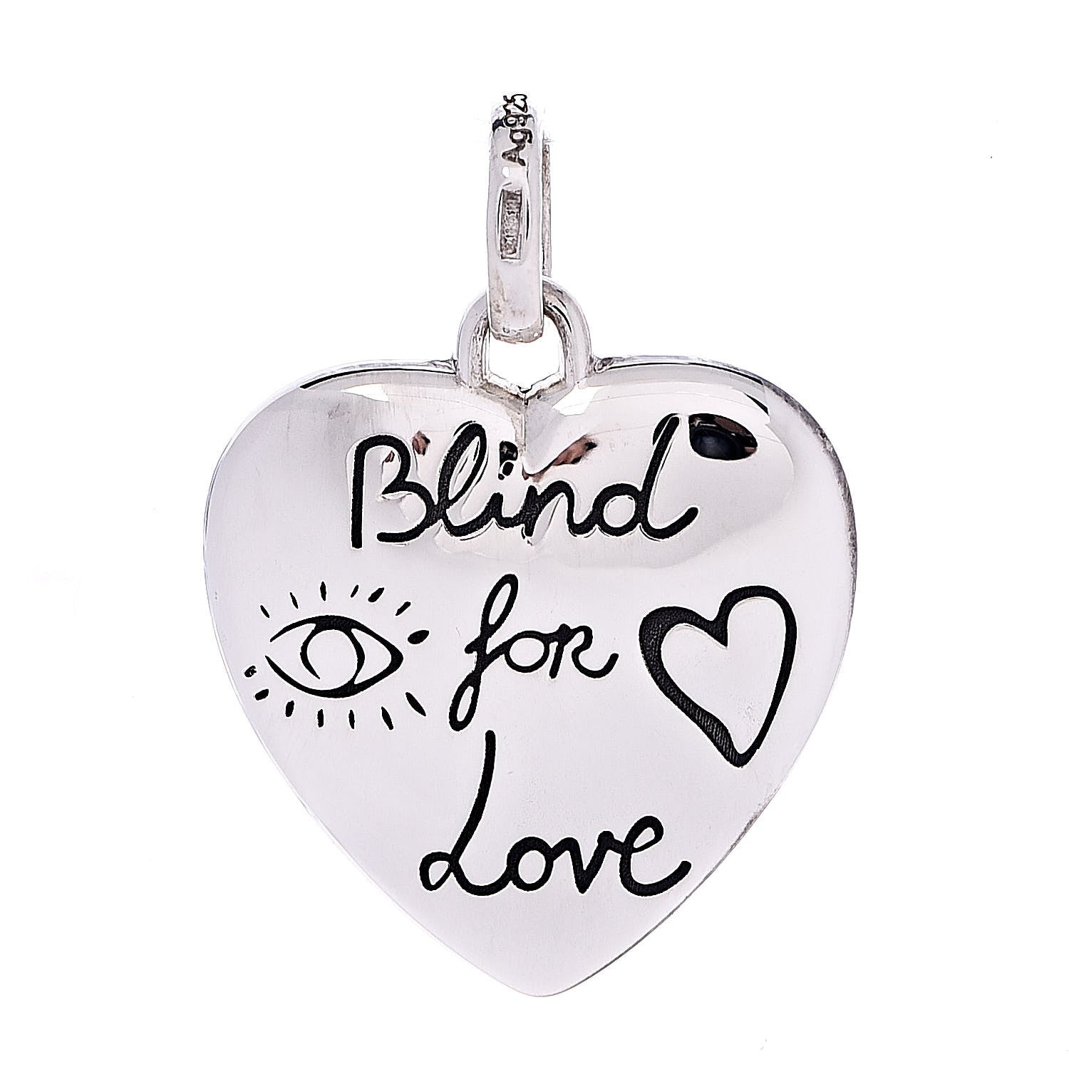 Gucci Sterling Silver Blind for Love Heart Pendant 1 of 4