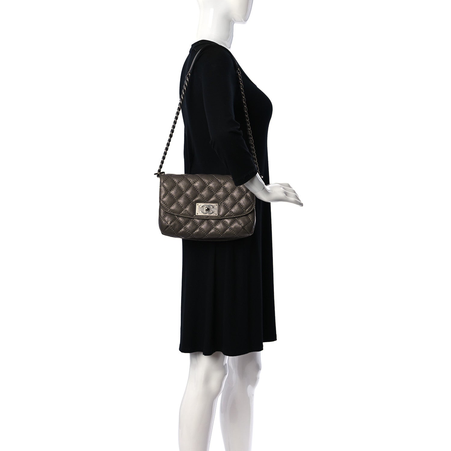 Chanel Glazed Caviar Flap Khaki 2 of 11