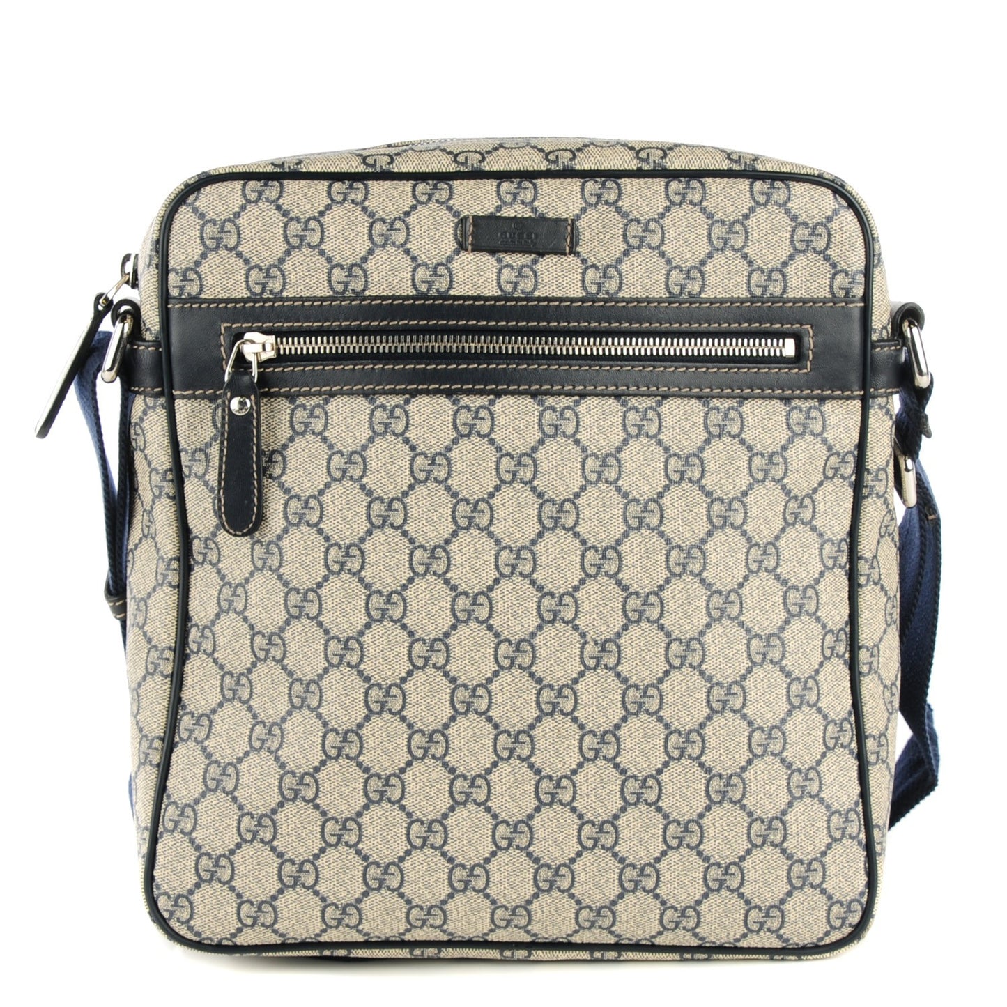 GG Supreme Monogram Selleria Calfskin Medium Messenger Bag Beige Blue