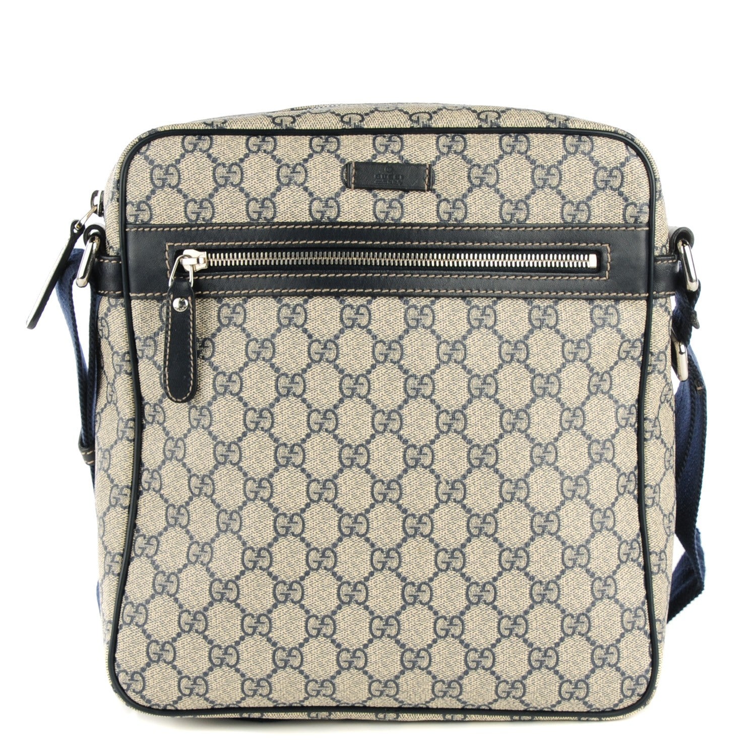 Gucci GG Supreme Monogram Selleria Calfskin Medium Messenger Bag Beige Blue 1 of 7