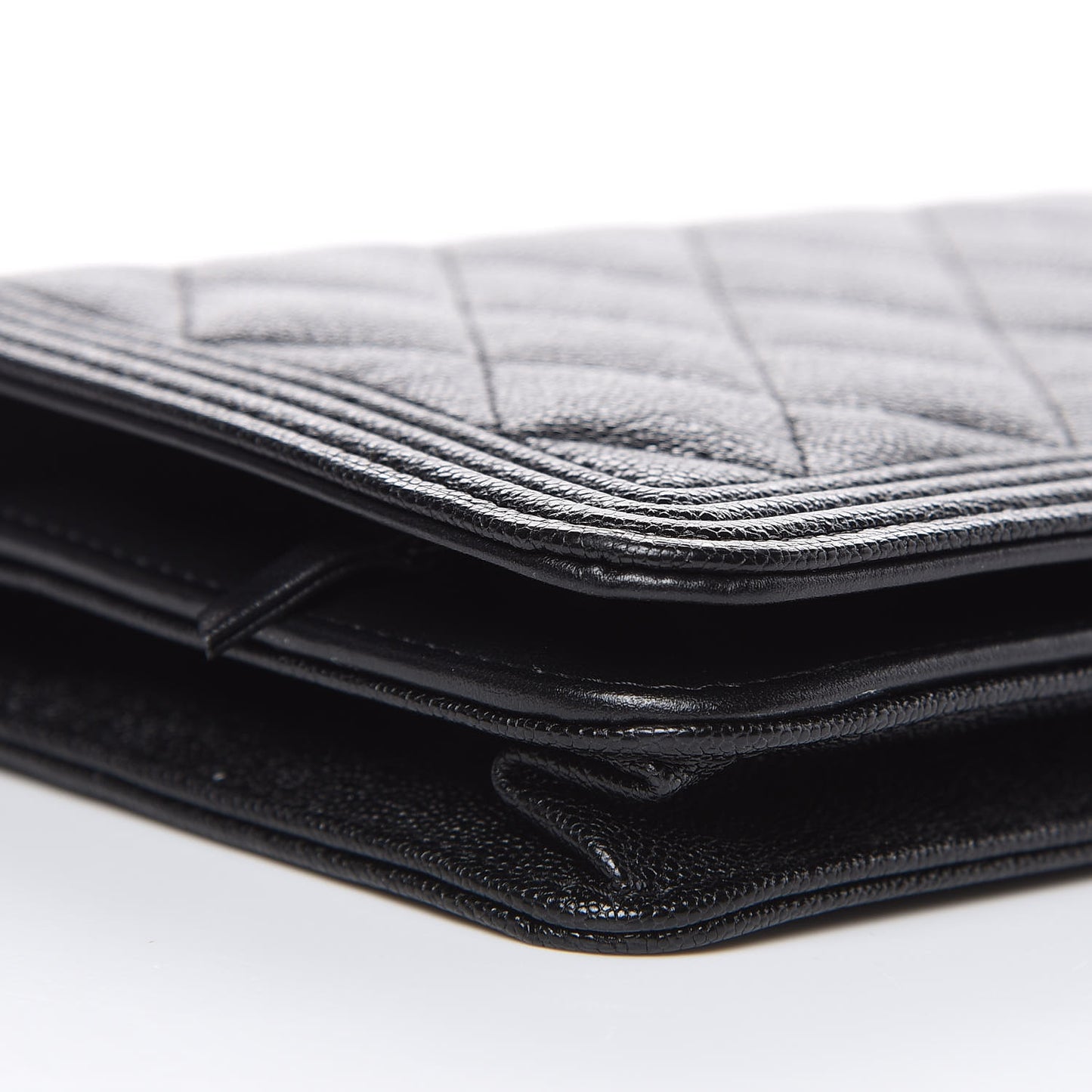 Caviar Quilted Boy Wallet On Chain WOC Black