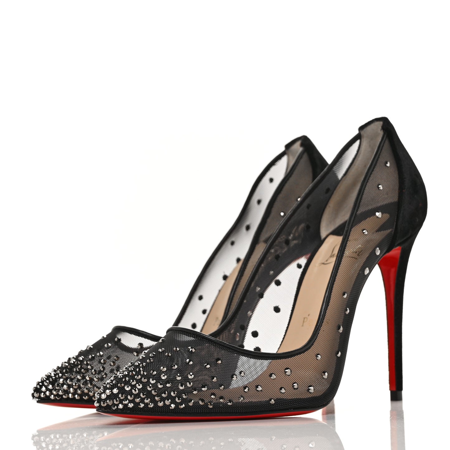 Veau Velours Crystal Strass Follies 100 Pumps 38 Black