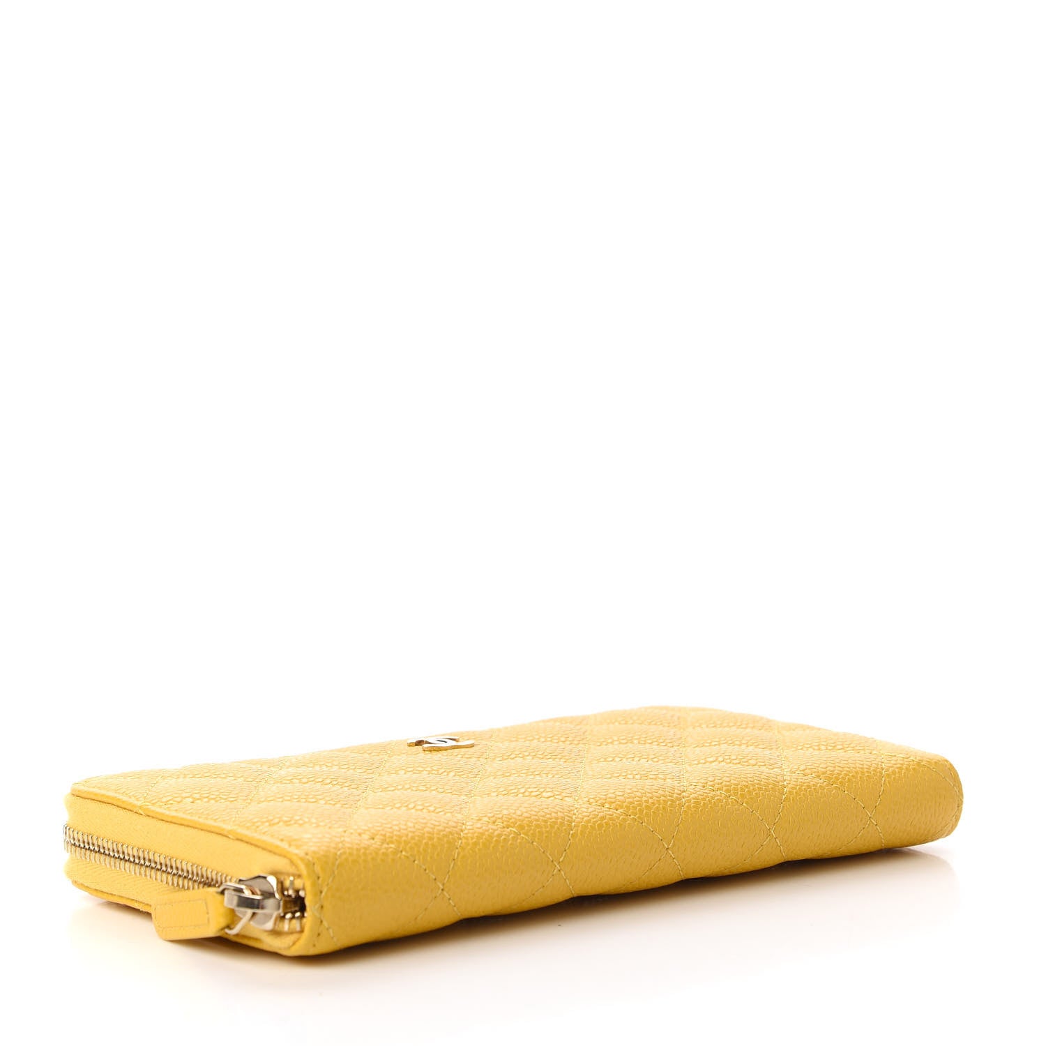 Chanel Caviar Quilted Large Gusset Zip Around Wallet Yellow 4 of 12