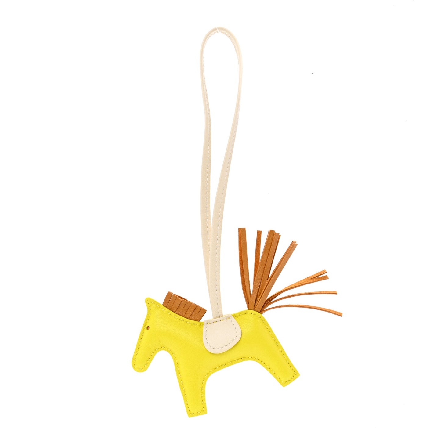 Milo Lambskin Grigri Rodeo Horse Bag Charm PM Lime Sesame Craie