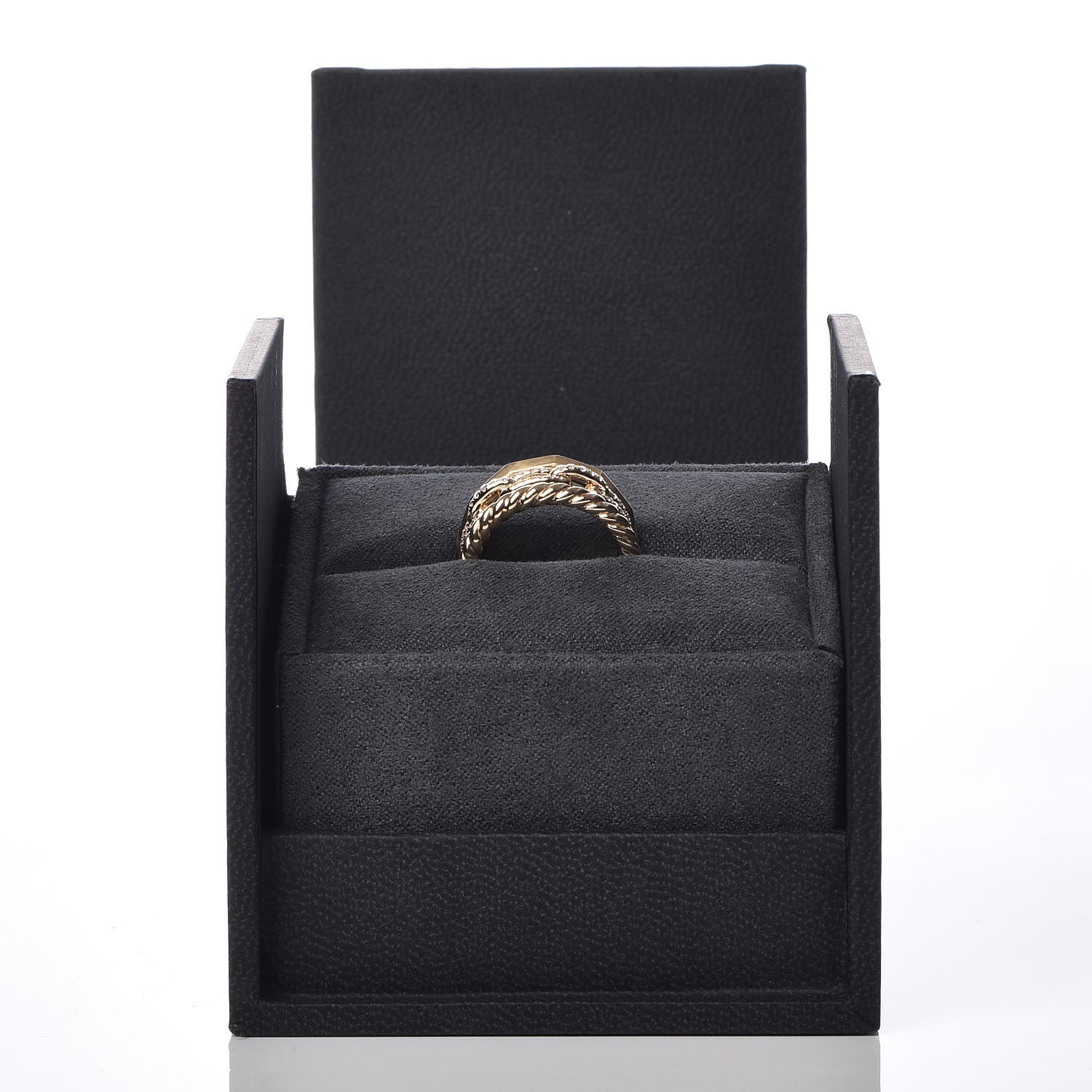 David Yurman 18K Yellow Gold Diamond 9.5mm Stax Three-Row Ring 49 5 7 of 7