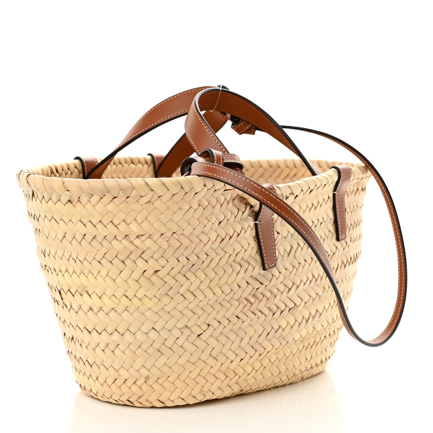 Celine Raffia Calfskin Heart Triomphe Teen Panier Tan 3 of 9