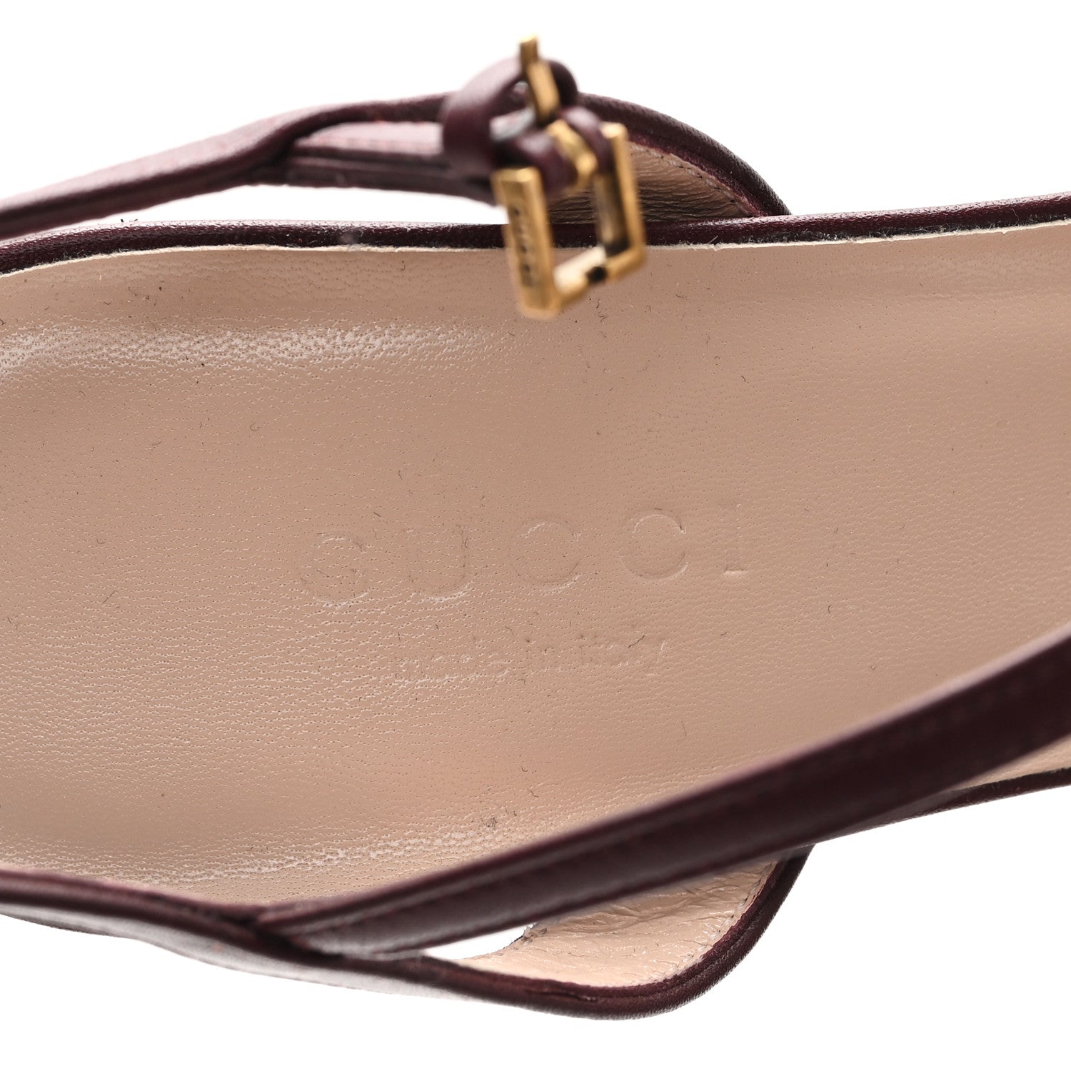 Gucci Lifford Calfskin GG Marmont Ankle Wrap 105mm Sandals 35 Vintage Bordeaux 9 of 10