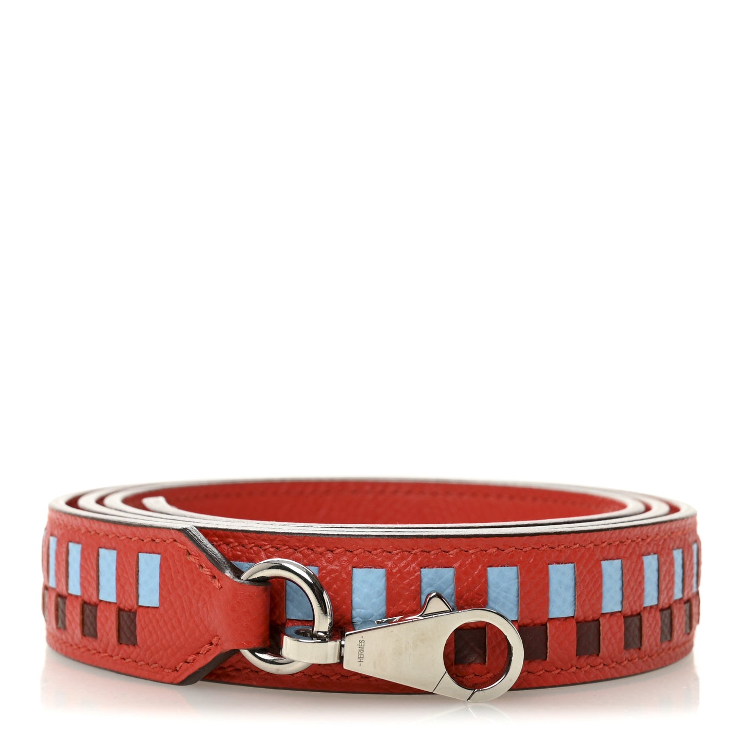 Epsom 25mm Tressage Shoulder Strap Capucine Celeste Rouge H