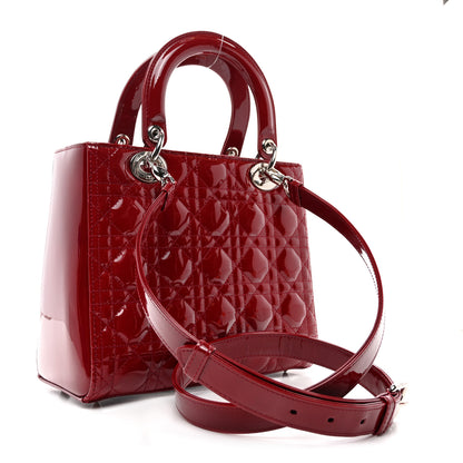 Christian Dior Patent Cannage Medium Lady Dior Burgundy Red 3 of 10