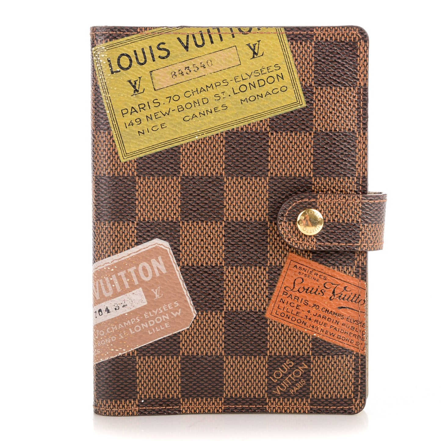 Damier Ebene Labels Small Ring Agenda Cover