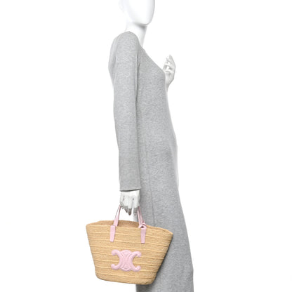 Celine Raffia Calfskin Triomphe Teen Panier Bleached Pink 2 of 9