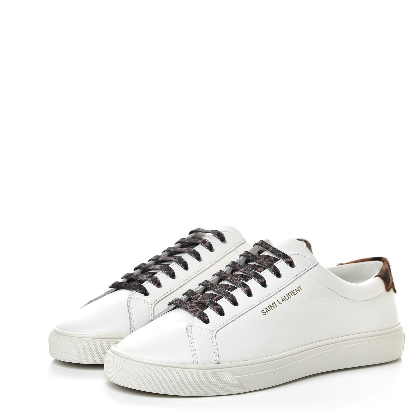 Calfskin Leopard Print Andy Low Top Sneakers 36.5 White