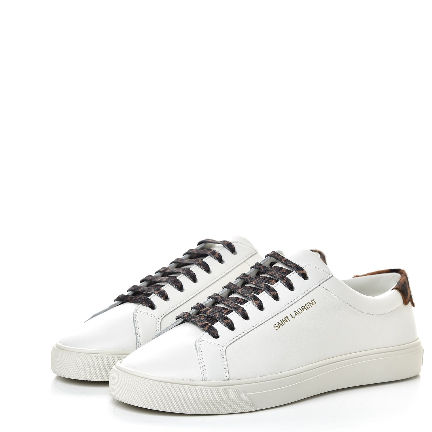 Saint Laurent Calfskin Leopard Print Andy Low Top Sneakers 36.5 White 3 of 9