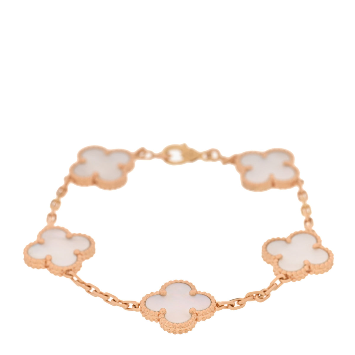 Van Cleef & Arpels 18K Yellow Gold Mother of Pearl 5 Motifs Vintage Alhambra Bracelet 1 of 6
