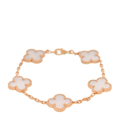 Van Cleef & Arpels 18K Yellow Gold Mother of Pearl 5 Motifs Vintage Alhambra Bracelet 1 of 6