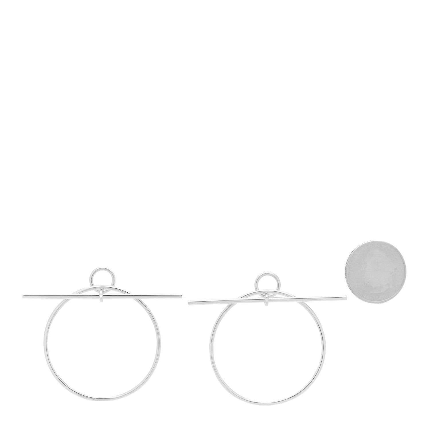 Hermes Sterling Silver MM Loop Earrings 2 of 5