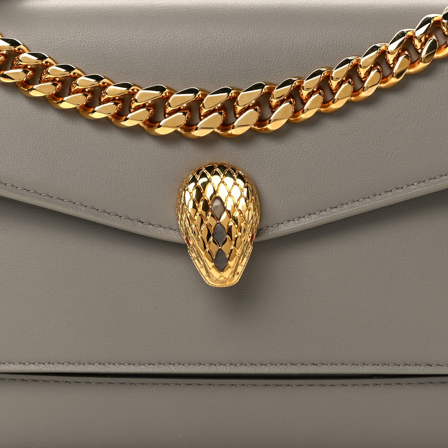 Metropolitan Calfskin East West Maxi Chain Shoulder Bag Grey