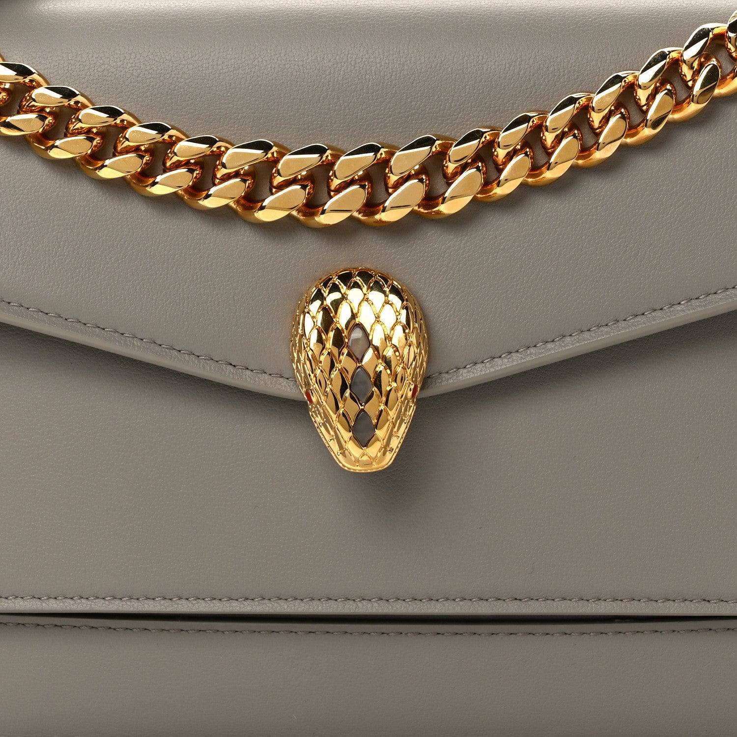 Bulgari Metropolitan Calfskin East West Maxi Chain Shoulder Bag Grey 6 of 10